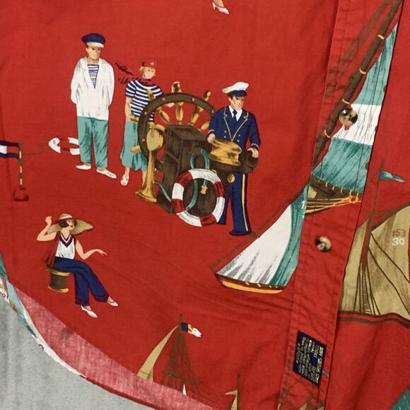 Tommy Hilfiger XL Shirt Red American Classics Navy Surplus Boats Nautical READ - Picture 10 of 10